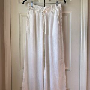 NWT A New Day Size XS White Linen Pants with Drawstring, Pockets, Wide Legs